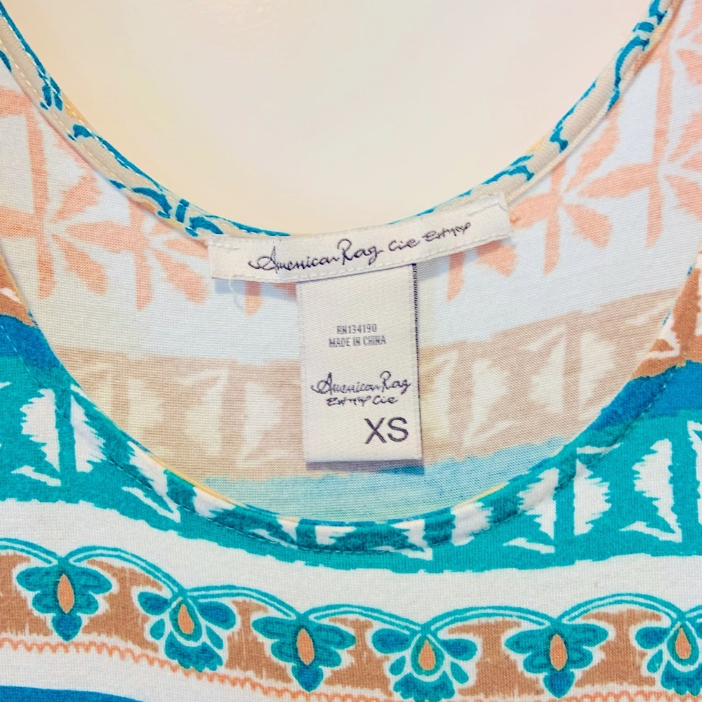 Sleeveless jersey cotton turquoise print dress - Picture 10 of 11